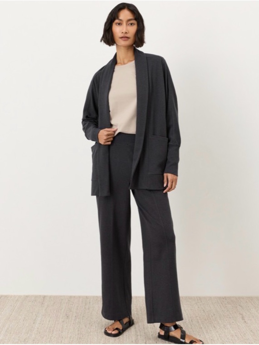 Pact Women's Dark Gray Open-Front Cardigan